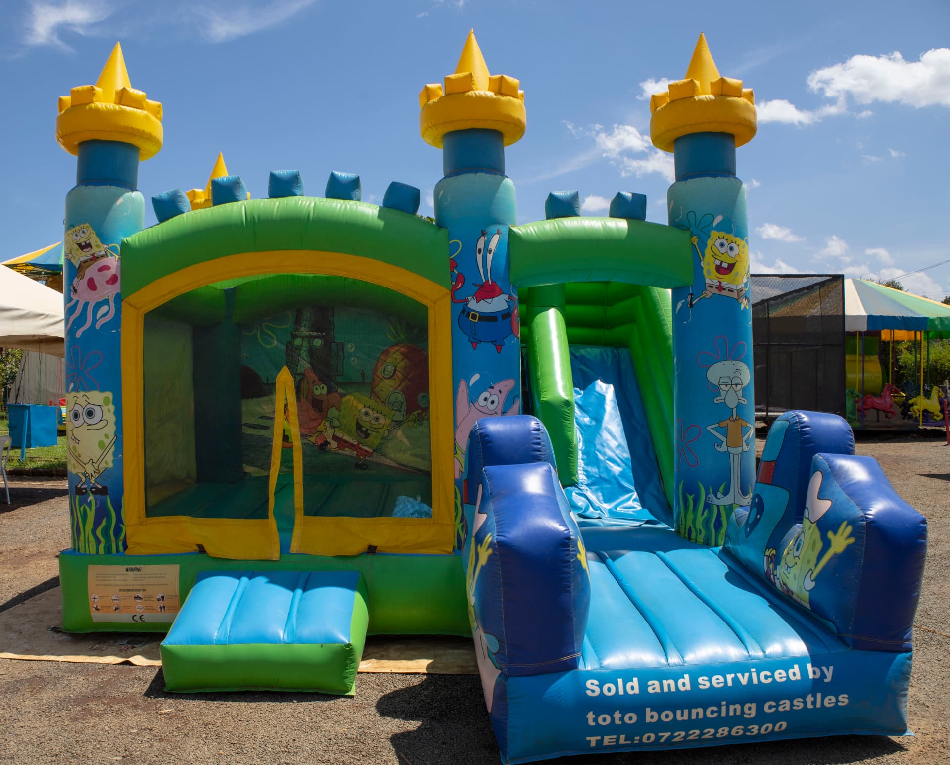 An inflatable bouncing castle with a slide at Vipe Fun Park
